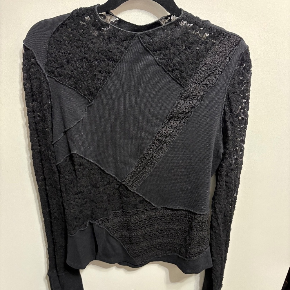 Free People Black Lace Top